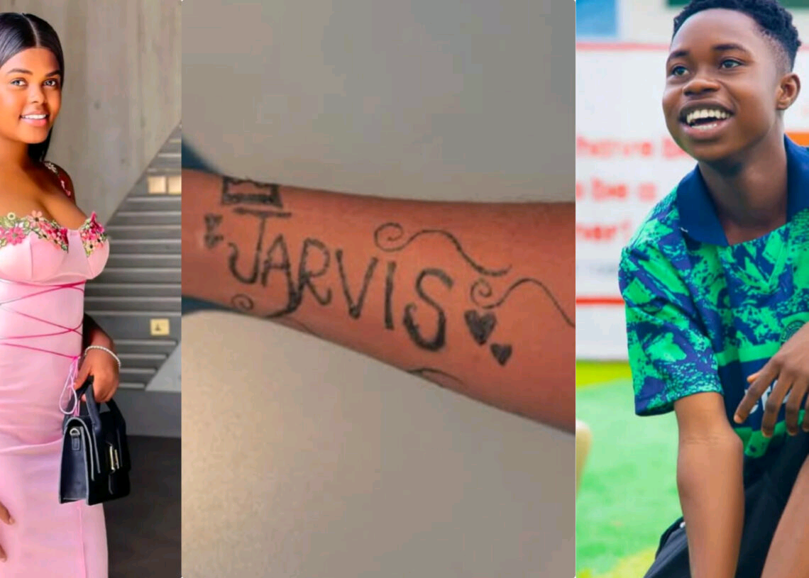 “I Will Tattoo Your Name in My Brain When You Come Back to Nigeria – Jarvis emotionally reacted  After Peller proves his Love by Drewin her name on his Arm.