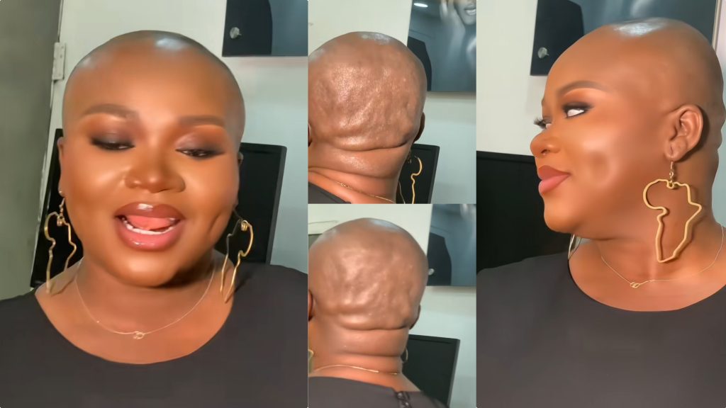 “No be small thing wig dey cover” – Reactions as Lady Breaks the Internet, Puts Her Unique Looks and Head on Display